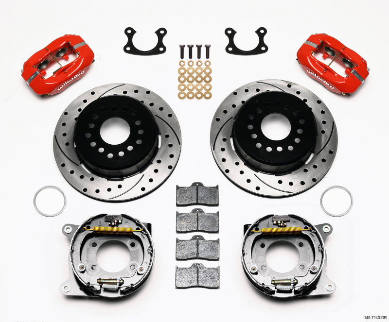 Wilwood Forged Dynalite P/S Park Brake Kit Drilled Red Small Ford 2.66in Offset Wilwood