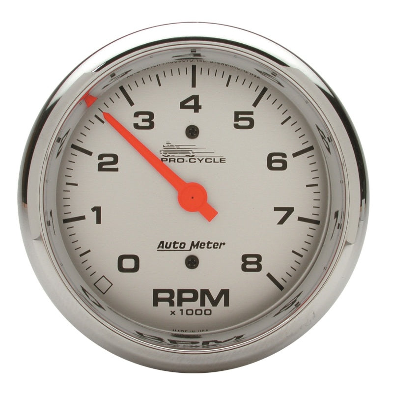 Autometer Pro-Cycle Gauge Tach 3 3/4in 8K Rpm 2&4 Cylinder Silver 19302