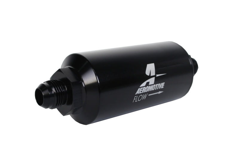 Aeromotive In-Line Filter - (AN -8 Male) 10 Micron Fabric Element Bright Dip Black Finish.