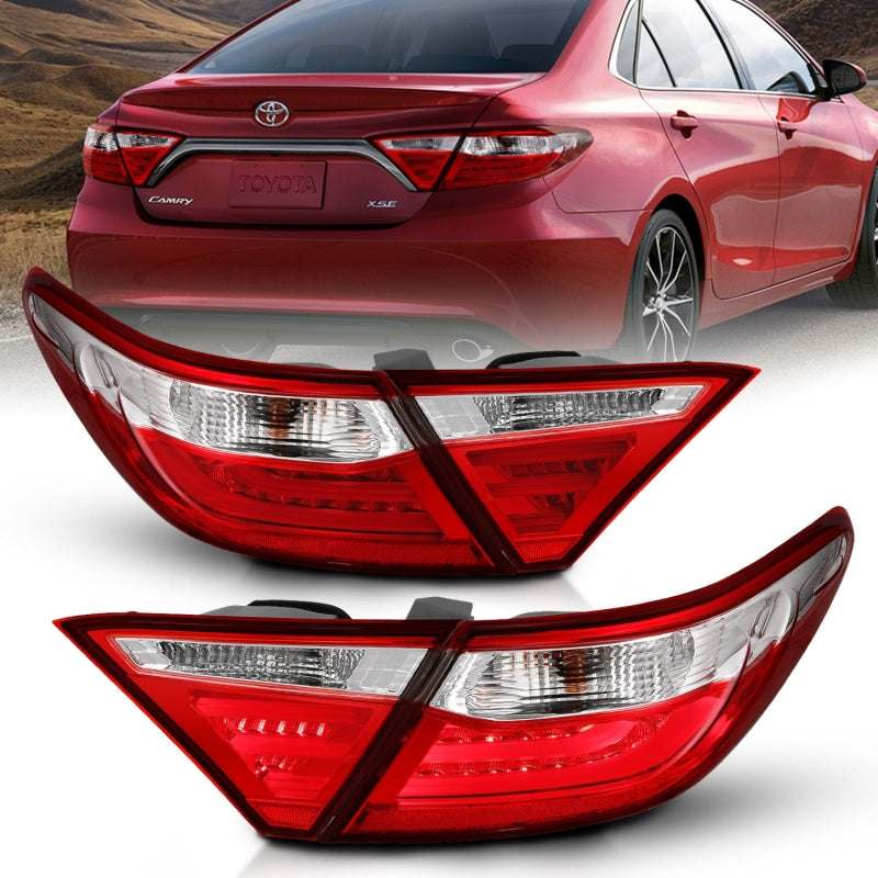 ANZO 2015-2016 Toyota Camry LED Taillights Red/Clear ANZO