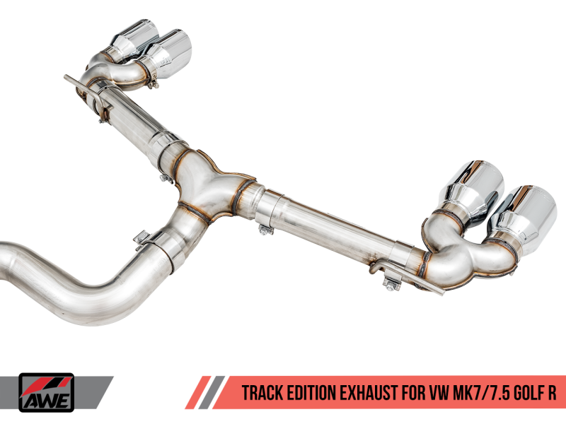 AWE Tuning MK7.5 Golf R Track Edition Exhaust w/Chrome Silver Tips 102mm - eliteracefab.com