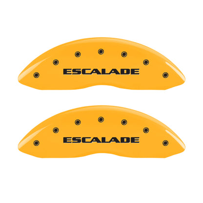 MGP 4 Caliper Covers Engraved Front & Rear Escalade Yellow finish black ch MGP
