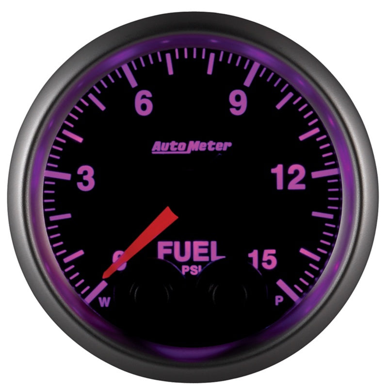 AutoMeter Gauge Fuel Press 2-1/16in. 15PSI Stepper Motor W/Peak & Warn Elite 5667