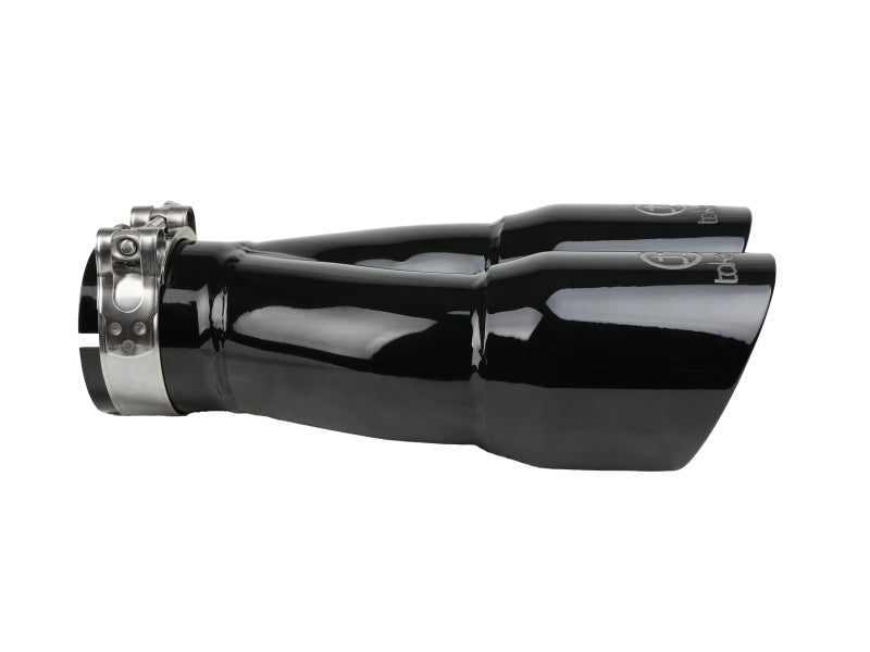 aFe Takeda 2.5in 304 Stainless Steel Clamp-on Exhaust Tip 2.5in Inlet 3in Dual Outlet - Black - eliteracefab.com