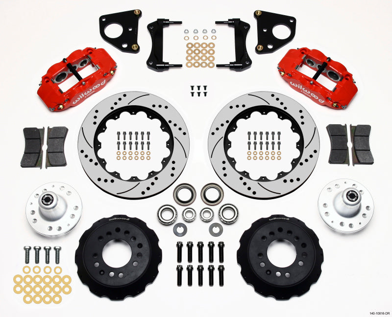 Wilwood Narrow Superlite 6R Front Hub Kit 14.00in Drill Red 62-72 CDP B & E Body-Drum Wilwood