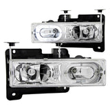 ANZO USA Chevrolet C1500 Crystal Headlights Chrome W/ Halo; 1988-1998