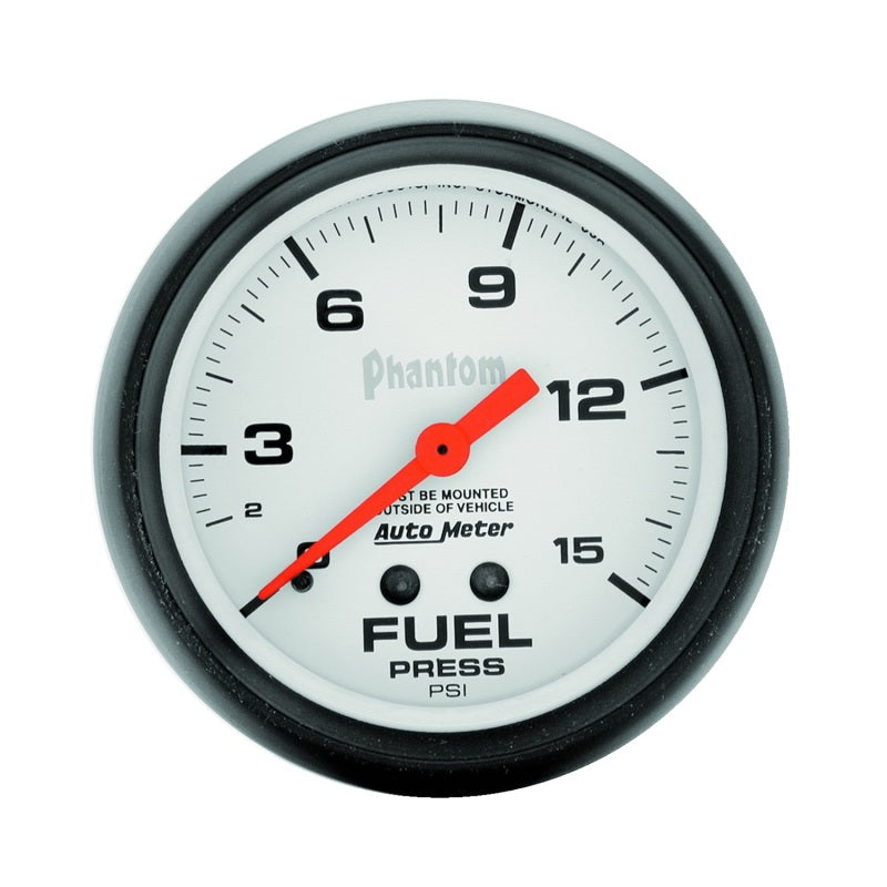 Autometer Phantom 66.7mm 0-15 PSI Mechanical Fuel Pressure Gauge 5810
