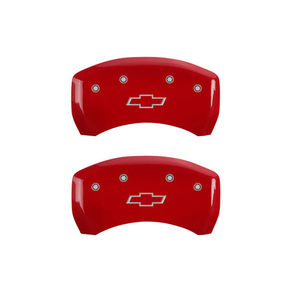 MGP 4 Caliper Covers Engraved Front & Rear Bowtie Red finish silver ch - eliteracefab.com