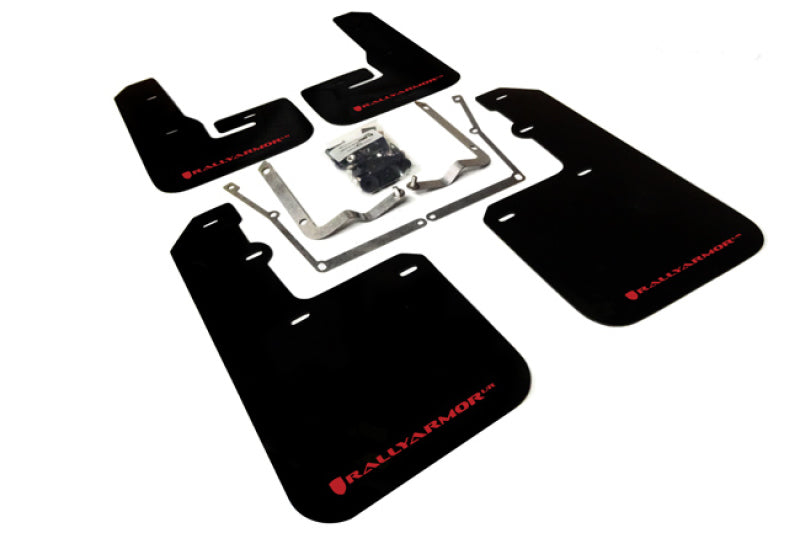 Rally Armor UR Mudflaps Urethane - Volkswagen Jetta 2015+ - Black/Red - eliteracefab.com