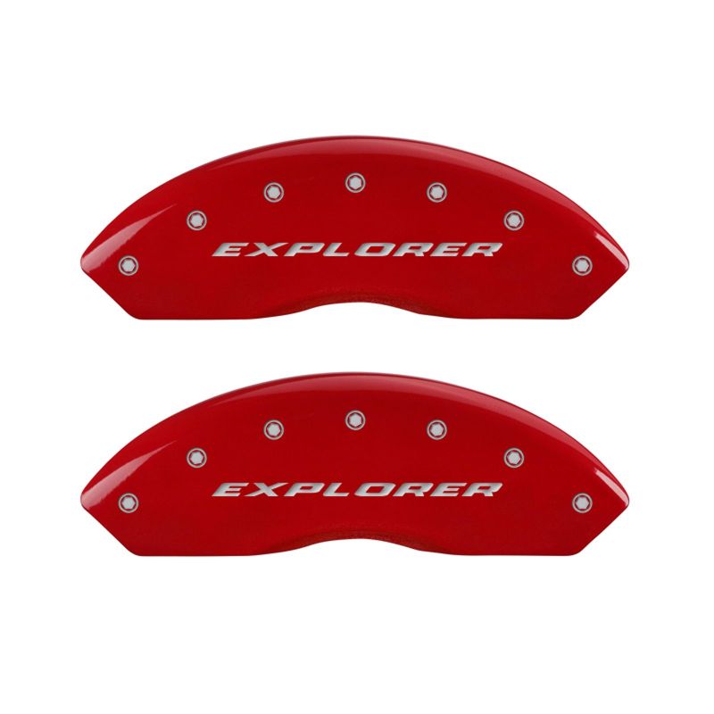 MGP 4 Caliper Covers Engraved Front & Rear Explorer Red finish silver ch MGP