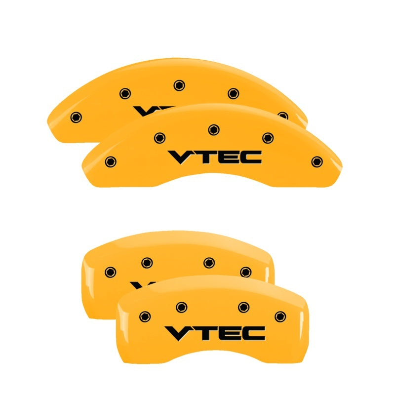 MGP 4 Caliper Covers Engraved Front & Rear Vtech Yellow finish black ch MGP