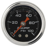 AutoMeter GAUGE; PRESS; 1.5in. DIRECT MNT; 100PSI; LIQUID FILLED MECH; BLK; 1/8in. NPTF MA