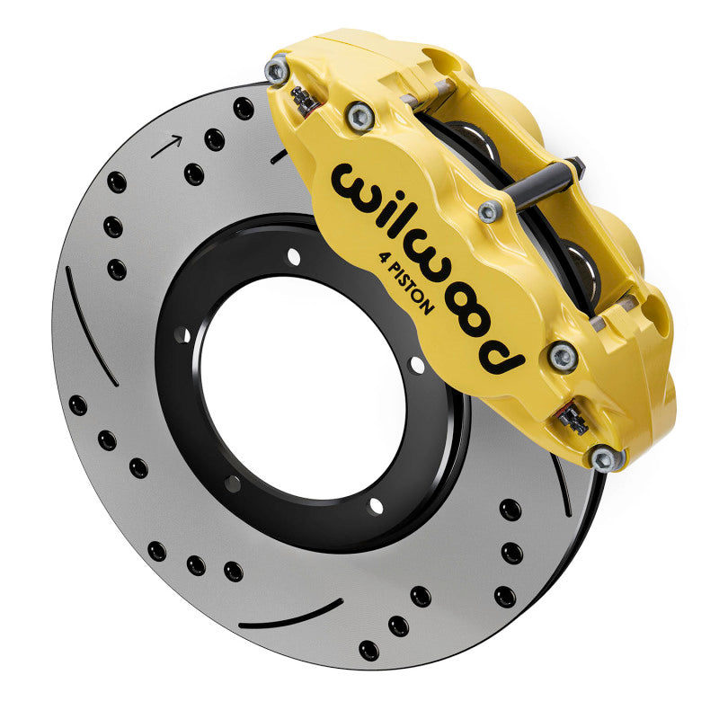 Wilwood 69-83 Porsche 911 Front Superlite Brake Kit 3.5in MT Drilled & Slotted - Yellow Wilwood