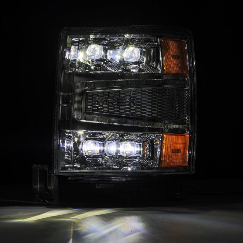 AlphaRex 880240 04-15 Chevy 1500HD NOVA-Series LED Proj Headlights Chrome w/Activ Light/Seq Signal & SB DRL