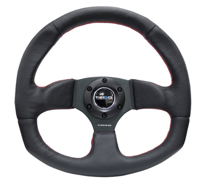 NRG Reinforced Steering Wheel Leather Steering Wheel Red Stitch - eliteracefab.com