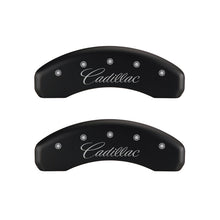 Load image into Gallery viewer, MGP 4 Caliper Covers Engraved Front &amp; Rear Cursive/Cadillac Red finish silver ch - eliteracefab.com