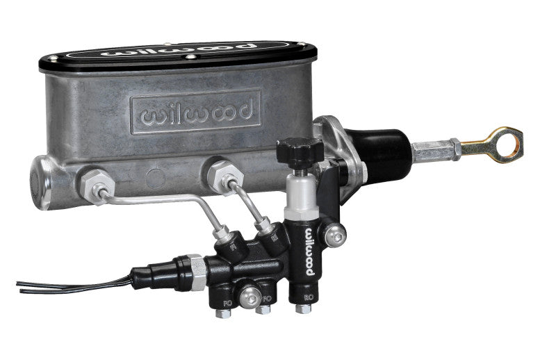 Wilwood HV Tandem M/C Kit w L/H Bracket & Prop Valve - 7/8in Bore-W/Pushrod - Early Mustang - eliteracefab.com