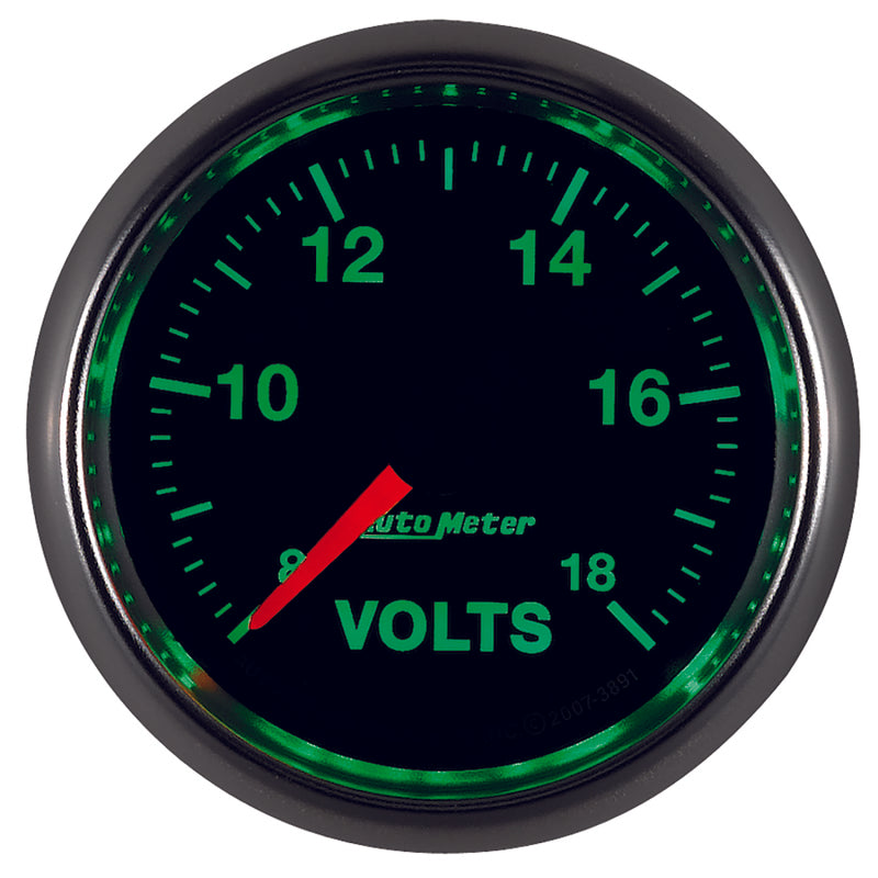 Autometer GS Series 2-1/16in Voltmeter 18V Electrical Gauge Full Sweep 3891