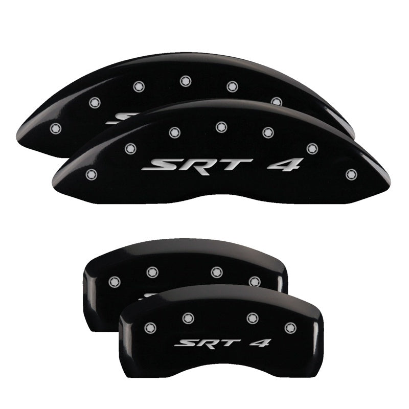 MGP 4 Caliper Covers Engraved Front & Rear SRT4 Black finish silver ch MGP