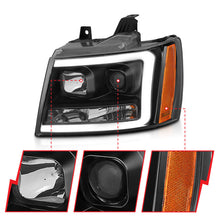 Load image into Gallery viewer, ANZO 07-14 Chevy Tahoe Projector Headlights w/ Plank Style Design Black w/ Amber - eliteracefab.com