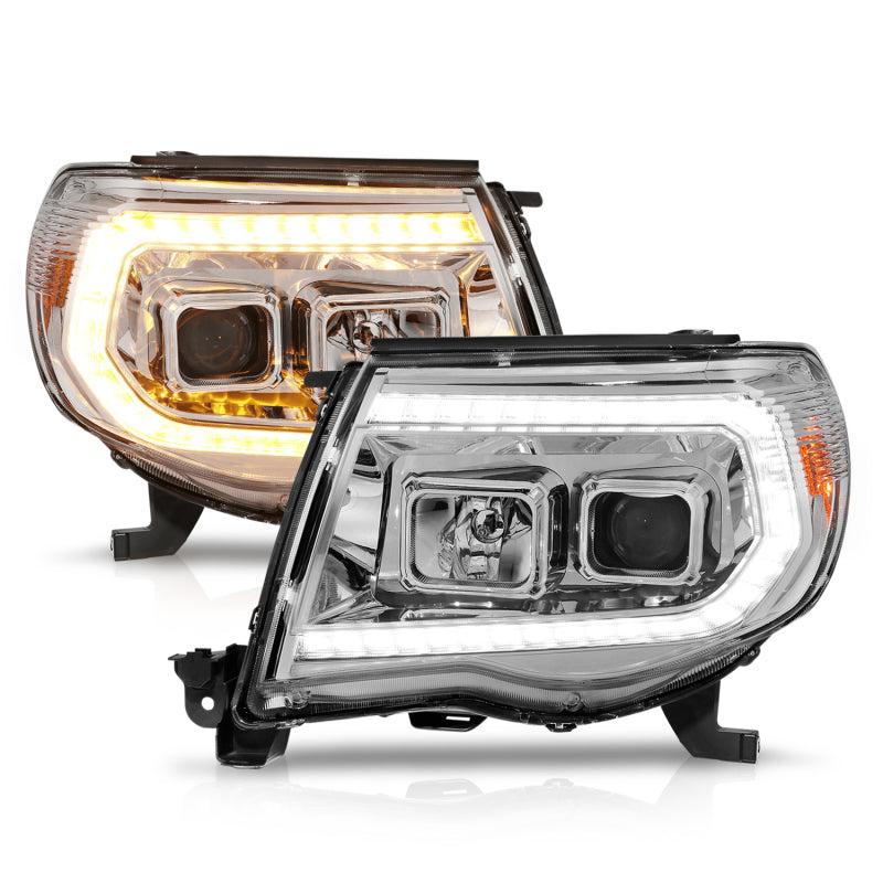 ANZO TOYOTA TACOMA 05-11 PROJECTOR LED PLANK STYLE HEADLIGHTS CHROME W/ SEQUENTIAL SIGNAL- 111565 ANZO