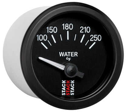 Autometer Stack 52mm 100-250 Deg F 1/8in NPTF Electric Water Temp Gauge - Black ST3208