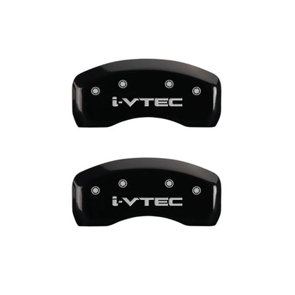 MGP 4 Caliper Covers Engraved Front & Rear i-Vtec Black finish silver ch MGP