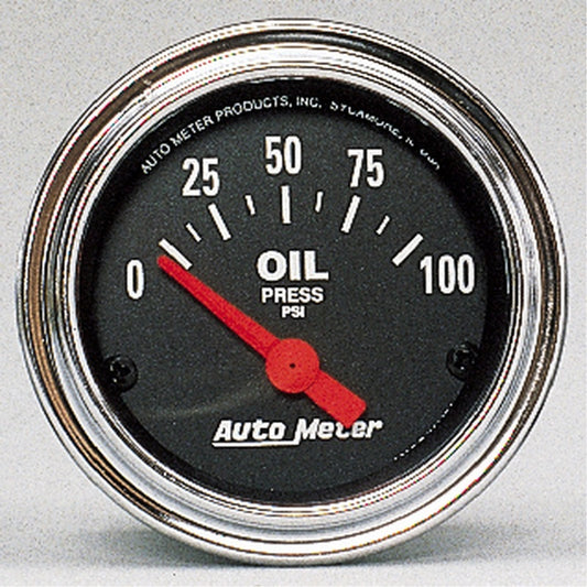 Autometer Traditional Chrome 52mm 0-100 PSI Short Sweep Electricall Oil Pressure Gauge 2522
