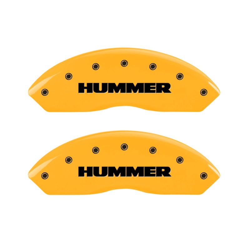 MGP 4 Caliper Covers Engraved Front & Rear Hummer Yellow Finish Black Char 2010 Hummer H3T MGP