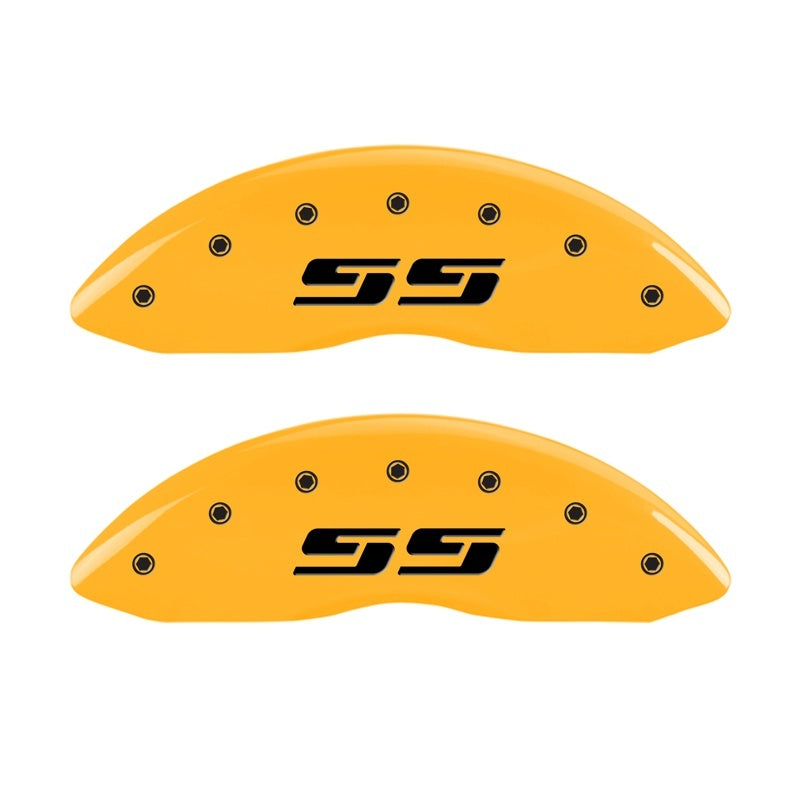 MGP 2 Caliper Covers Engraved Silverado SS Yellow Finish Blk Char 10 Chevy Silverado 1500 MGP