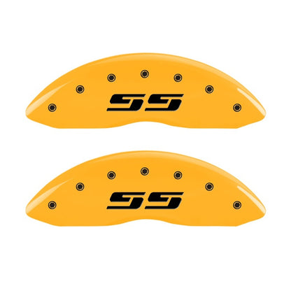 MGP 2 Caliper Covers Engraved Silverado SS Yellow Finish Blk Char 05 Chevy Silverado 1500 MGP