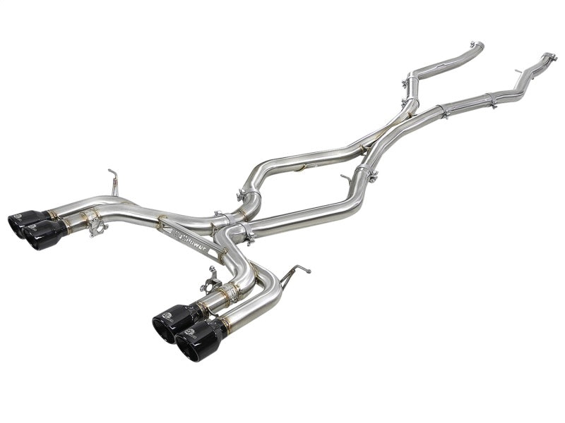 aFe MACH Force-Xp 3.5in. 304 SS C/B Exhaust w/o Muffler 15-18 BMW X5 M V8-4.4L (tt) - Black Tip aFe