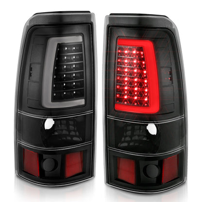 ANZO 1999-2002 Chevy Silverado 1500 LED Taillights Plank Style Black w/Clear Lens - eliteracefab.com