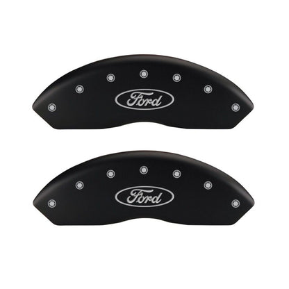 MGP 4 Caliper Covers Engraved Front Shelby Engraved Rear Tiffany Snake Black finish silver ch MGP