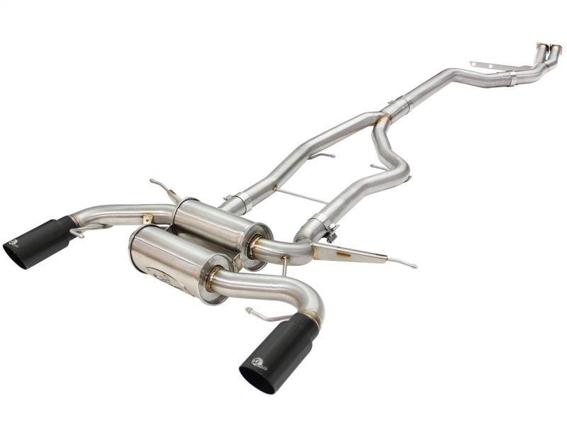 aFe MACHForce XP SS-304 Black Tip 3.0in-2.5in Dia Cat Back Exhaust 11-13 BMW 335i (E90/E92) 3.0L - eliteracefab.com