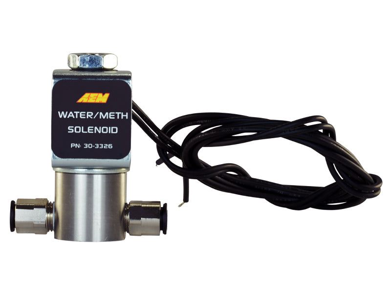 AEM Water/Methanol Injection System - High-Flow Low-Current WMI Solenoid - 200PSI 1/8in-27NPT In/Out - eliteracefab.com