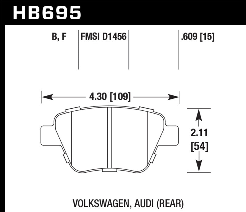 Hawk 12 Audi A3 / 11-12 VW Golf GTI/Jetta S/Jetta SE/Jetta SEL/Jetta TDI HPS Street Rear Brake Pads - eliteracefab.com