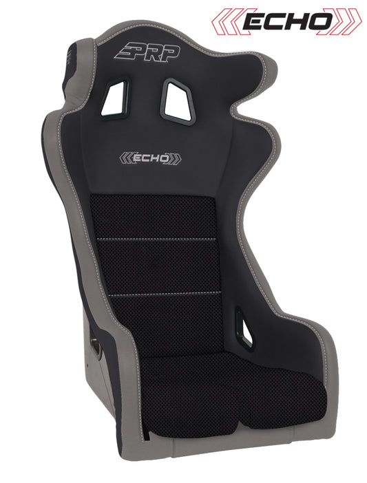 PRP Echo Composite Seat- Black/Grey (PRP Silver Outline/Delta Silver- Silver Stitching) A38-203