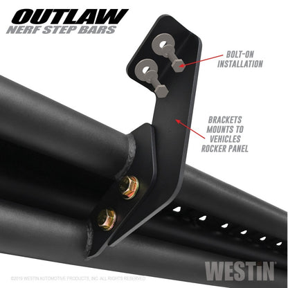 Westin 15-19 Ford F-150 SuperCrew / 17-19 Ford F-250/350 Crew Cab Outlaw Nerf Step Bars - eliteracefab.com