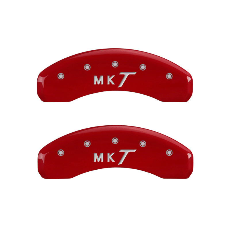 MGP 4 Caliper Covers Engraved Front Lincoln Engraved Rear MKT Red finish silver ch MGP