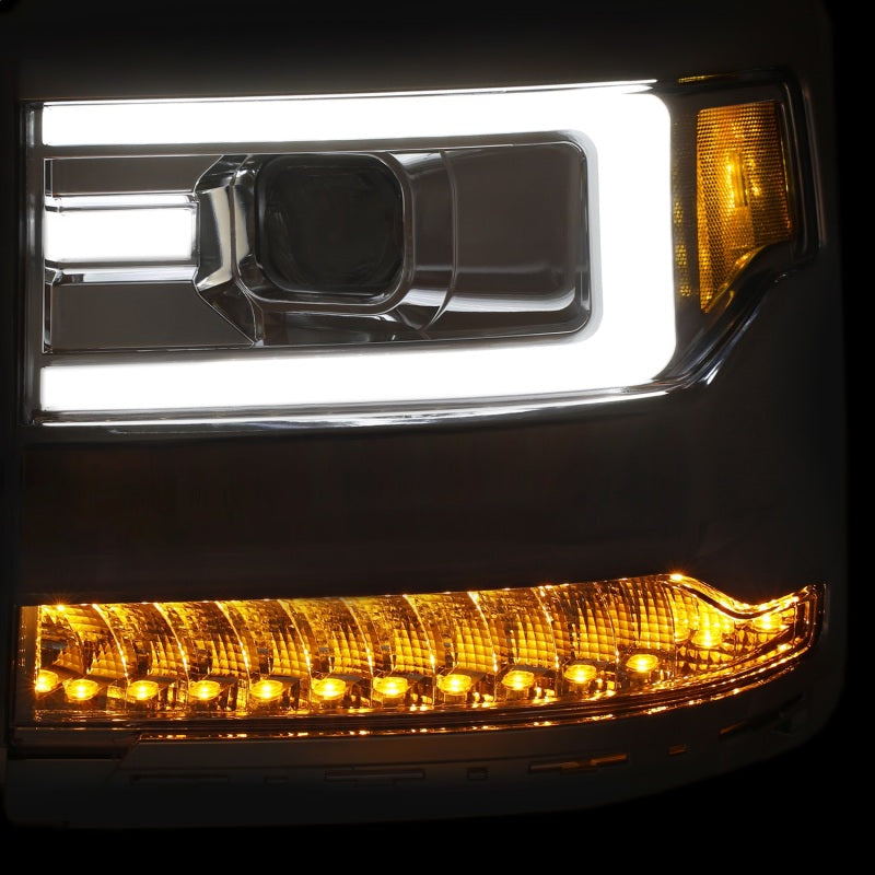 ANZO USA Chevrolet Silverado Projector Headlights W/ Plank Style Chrome W/ Amber; 2016-2018 - eliteracefab.com