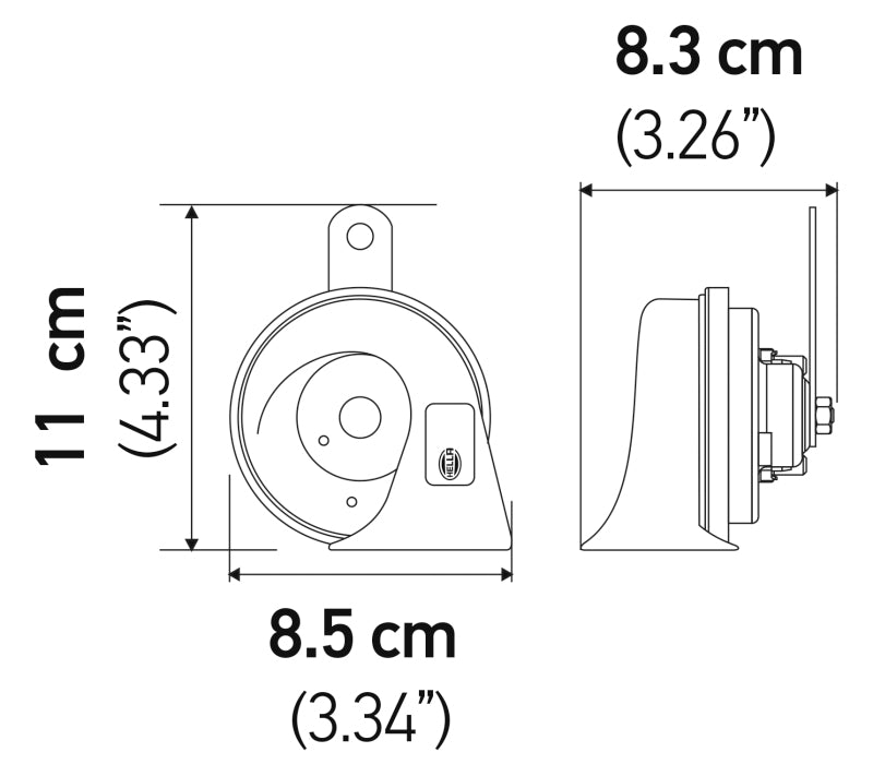 Hella Twin Trumpet Horn Kit 12V 400/500Hz (007424804 = 007424801) - eliteracefab.com