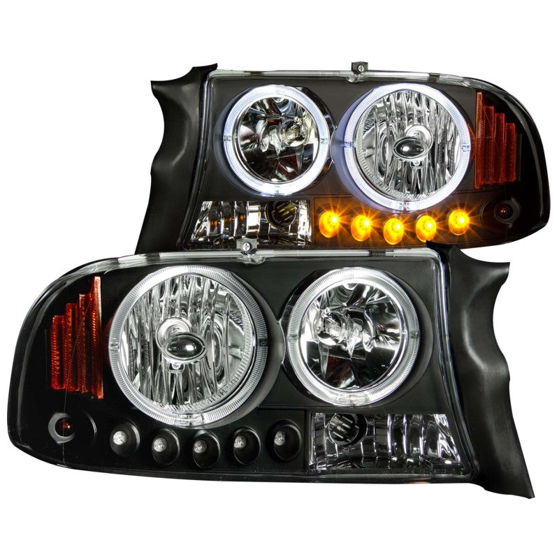 ANZO USA Dodge Dakota / Durango Crystal Headlights Black 1pc; 1997-2004 - eliteracefab.com