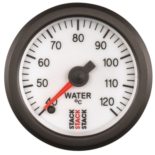 Autometer Stack 52mm 40-120 Deg C 1/8in NPTF Male Pro Stepper Motor Water Temp Gauge - White ST3357