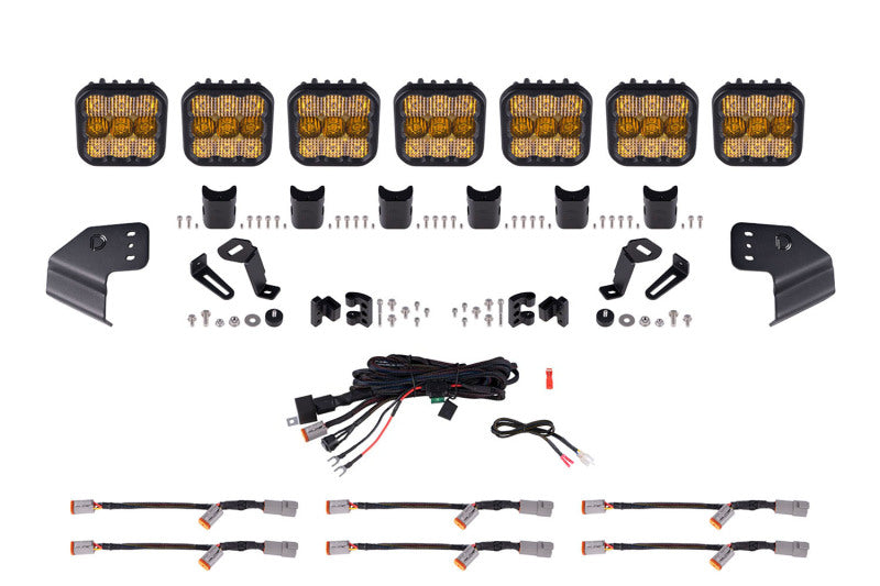 Diode Dynamics DD7233 yellow SS5 windshield light bar kit for 2021 and newer Ford Bronco