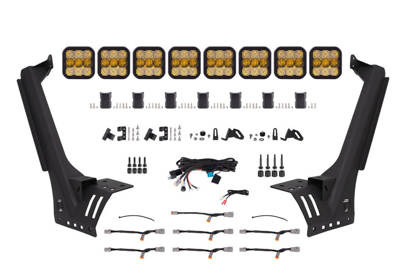Diode Dynamics DD7263 SS5 Pro yellow combo CrossLink windshield lightbar kit for 2018-2021 Jeep Wrangler JL