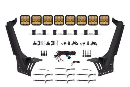 Diode Dynamics DD7263 SS5 Pro yellow combo CrossLink windshield lightbar kit for 2018-2021 Jeep Wrangler JL
