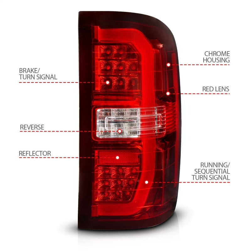 ANZO 14-18 GMC Sierra LED Taillights Red/Clear 311466