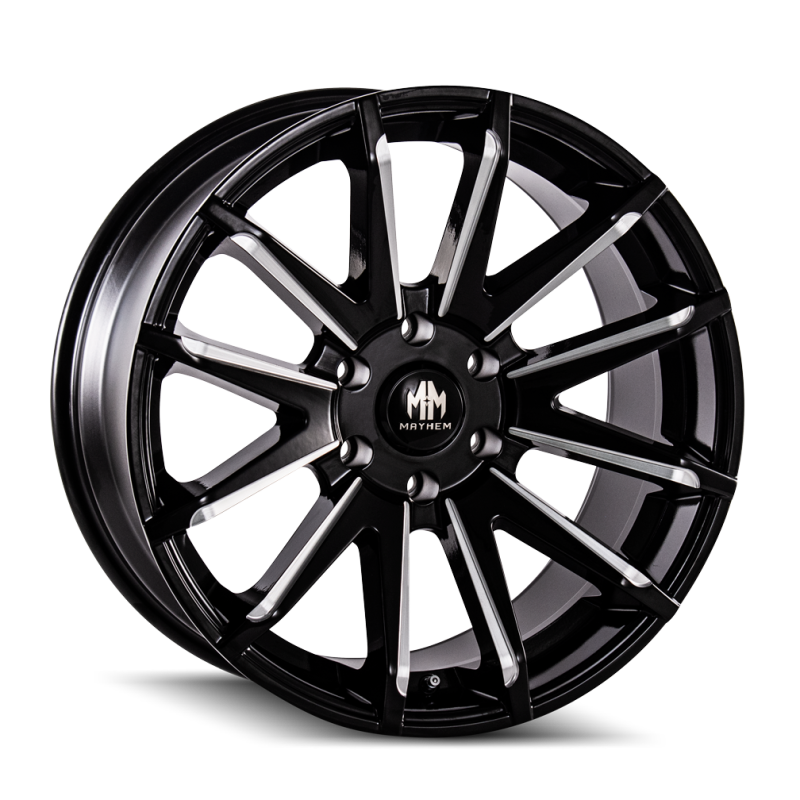 Mayhem 8109 Crossfire 20x9.5 / 5x150 BP / 10mm Offset / 110mm Hub Black w/ Milled Spokes Wheel