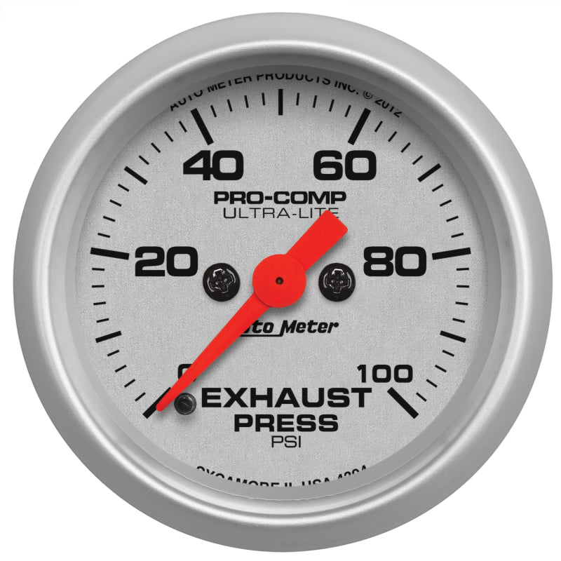 Autometer Ultra-Lite 2-1/16in 100PSI Exhaust Pressure Digital Stepper Motor Gauge 4394